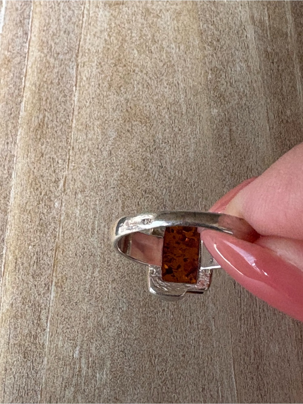 Baltic Amber Sterling Silver Ring Size 7 Dainty Modern Contemporary Jewelry - Picture 4 of 5